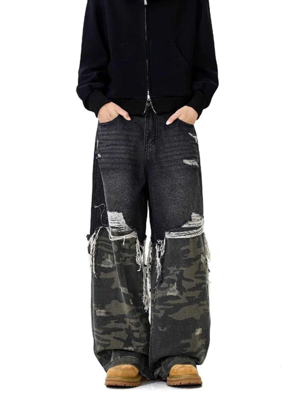 Black Camo Patch Jeans